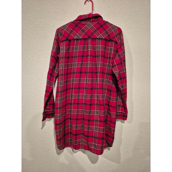 UGG Women's Red Plaid Flannel Long Sleeve Button Down Sleep Dres Size S Red - Picture 2 of 6